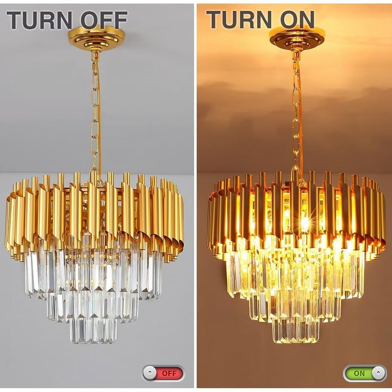 ADWAIT Modern K9 Crystal Gold Chandeliers Light